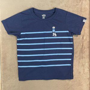 Nintendo Super Mario Uniqlo Boys Blue Striped T-shirt Size 3-4 /XS (SKU: 30B)